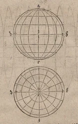 Esfera poliédrica con meridianos y paralelos